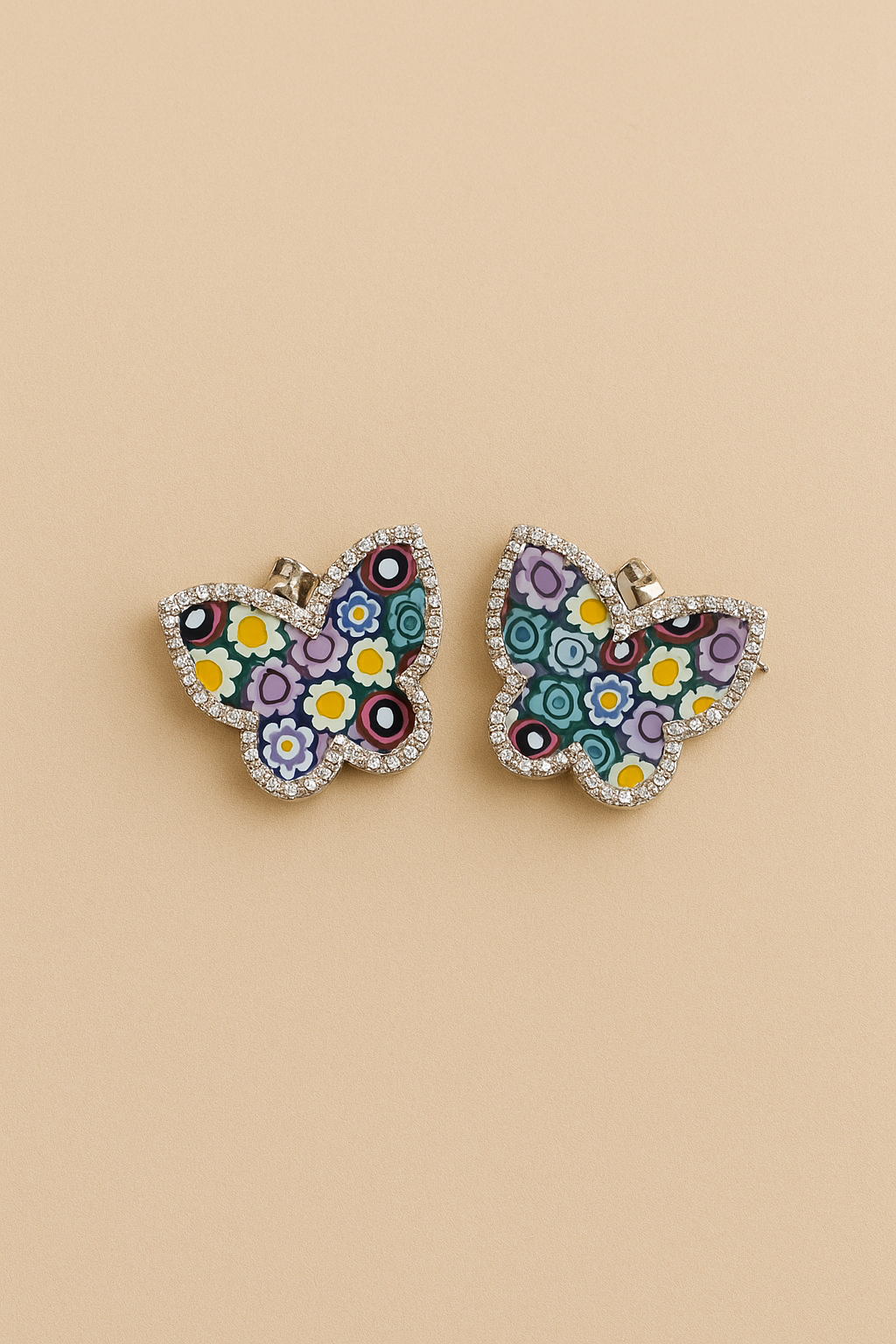 Millefiori butterfly earrings