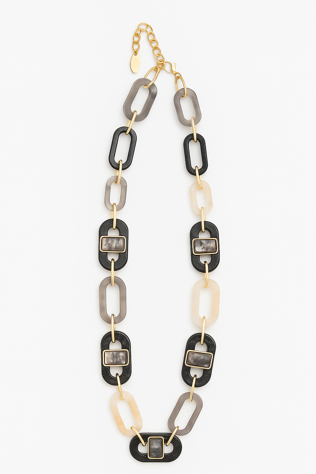 Long resin black chain necklace