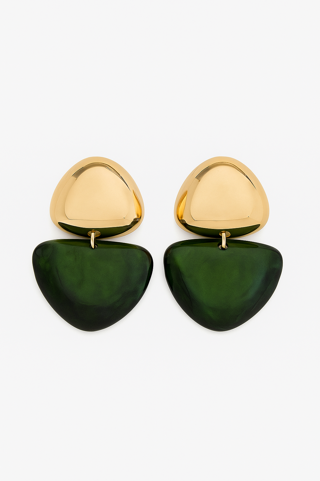 Emerald green and gold statement earrings
