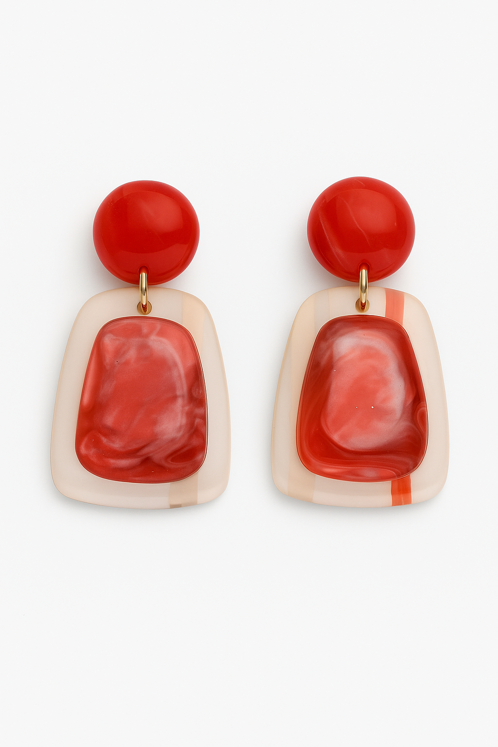 Red marbled resin earrings
